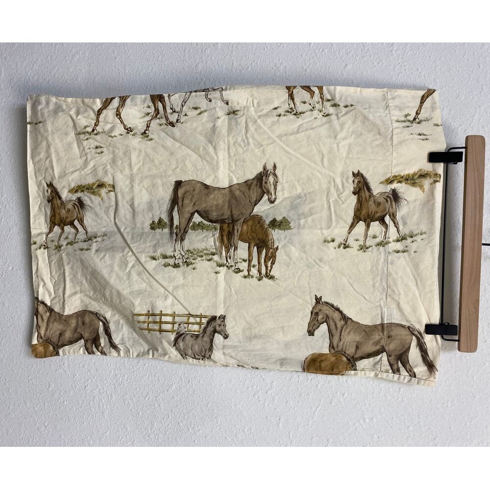 The Company Store Horses Pillowcases Ivory 100% Cotton Standard Western